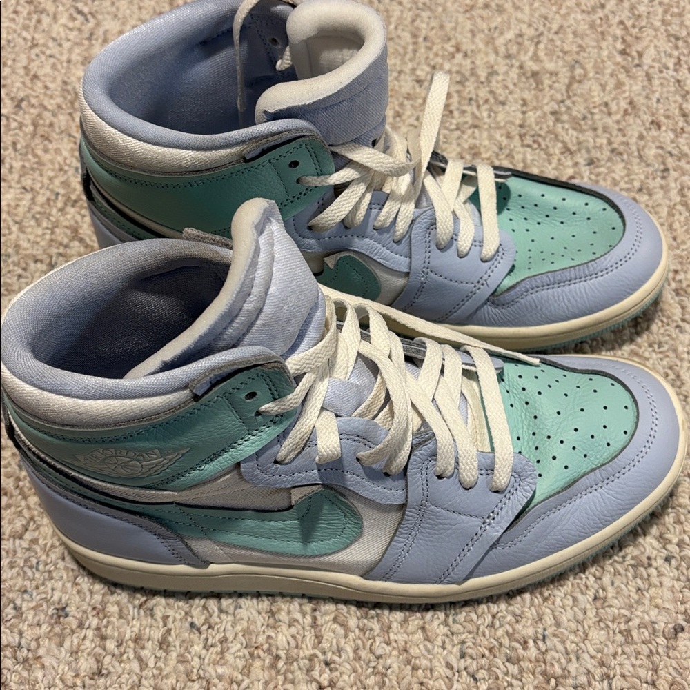 Mint and Light Blue High-Top Sneakers